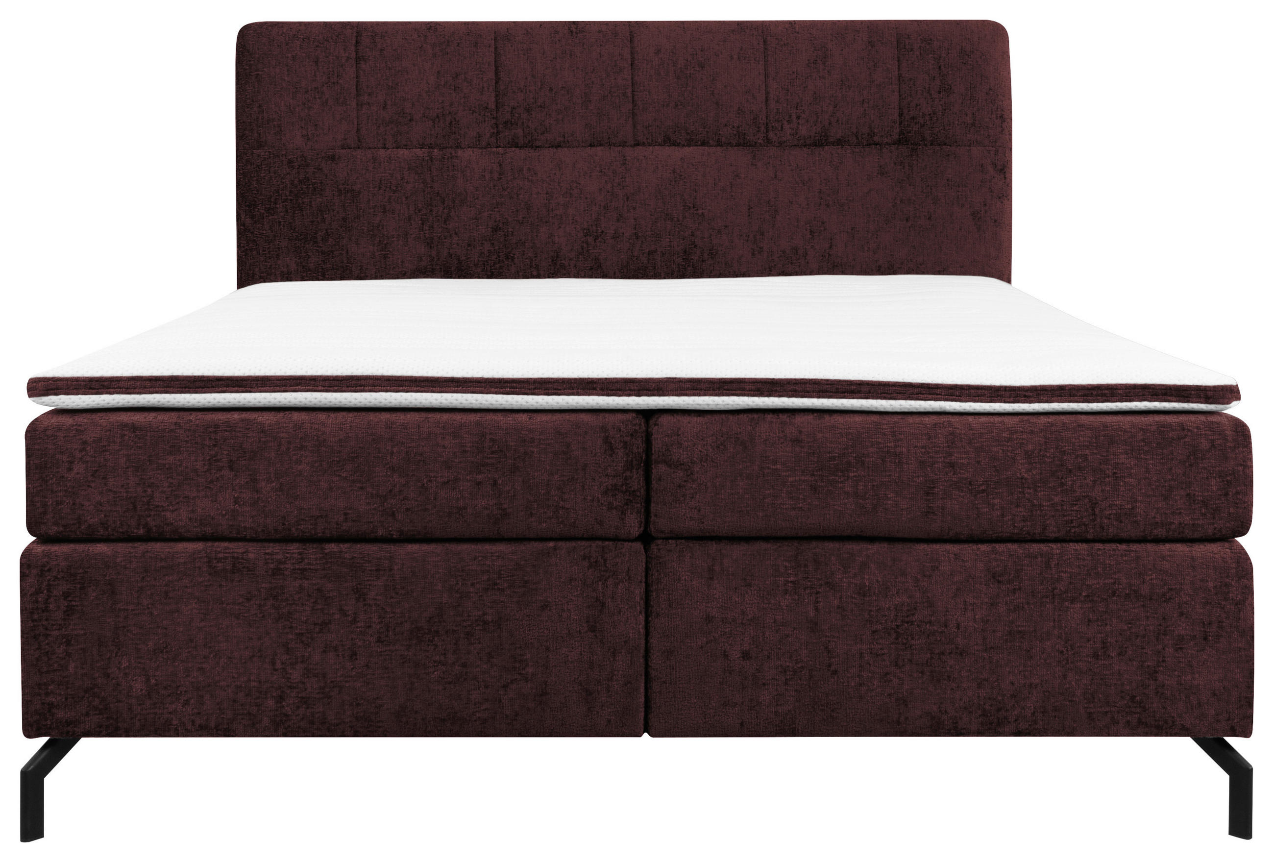 Thumbnail - Esposa Boxspringbett, Dunkelrot, Textil, H4, Höhe ca. 17 cm, 160x200 cm, Stoffauswahl, Topper durchgehend, Matratze in v...