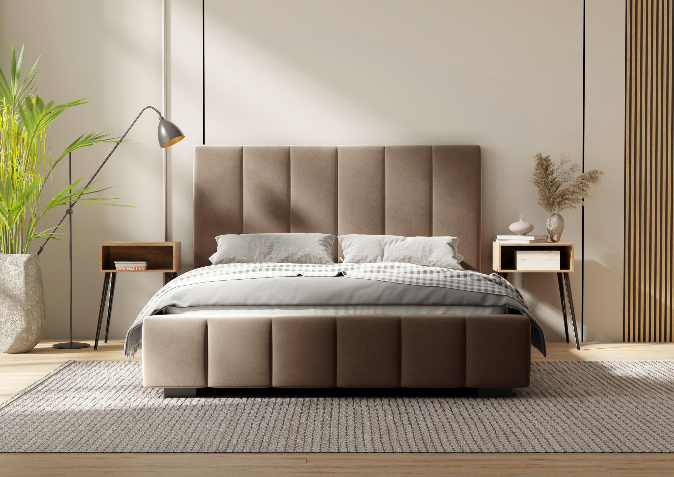 POLSTERBETT 180/200 cm,  in Cappuccino, Lattenrost, Bettkasten,  - Schwarz/Cappuccino, Design, Holz/Kunststoff (180/200cm) - Boxxx