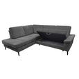 ECKSOFA Anthrazit Velours Bettkasten, Sitzvorzug  - Anthrazit/Schwarz, KONVENTIONELL, Textil/Metall (206/253cm) - Venda