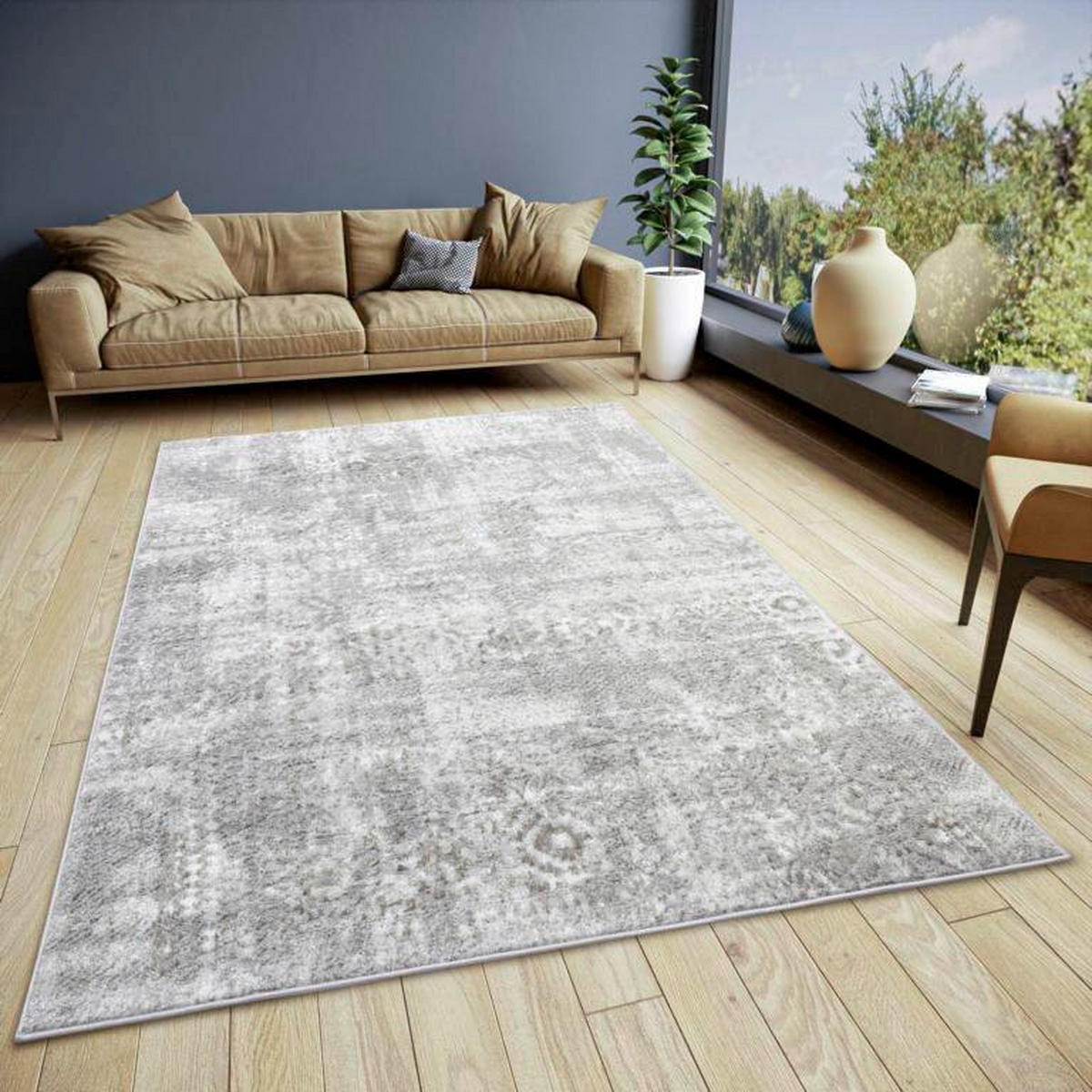 VINTAGE-TEPPICH 200/280 cm Shine Grau, Beige  - Beige/Grau, Design, Kunststoff (200/280cm)