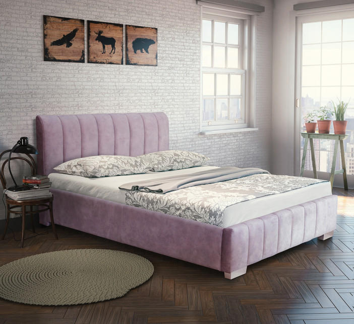 TAPACIRANI KREVET      - boja hroma, Moderno, drvo/tekstil (192/110/220cm) - Hom`in