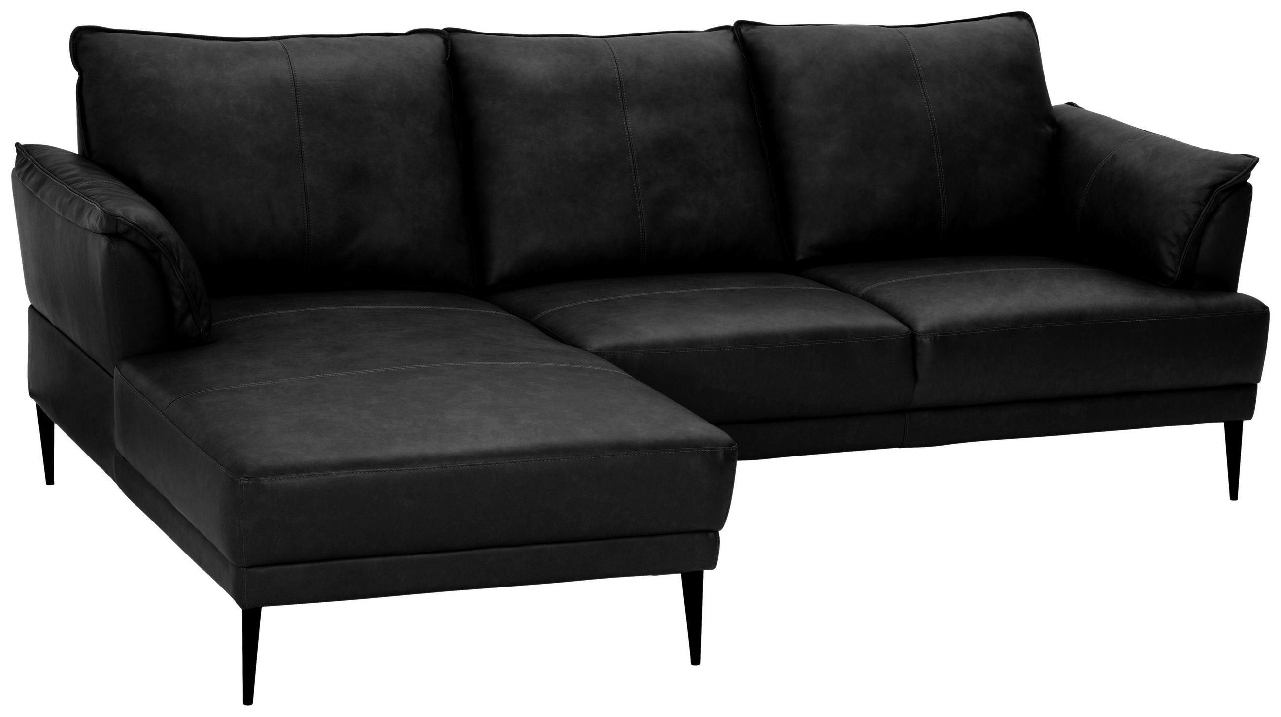 HÖRNSOFFA i äkta läder svart  - svart, Design, metall/läder (153/233cm) - Livetastic