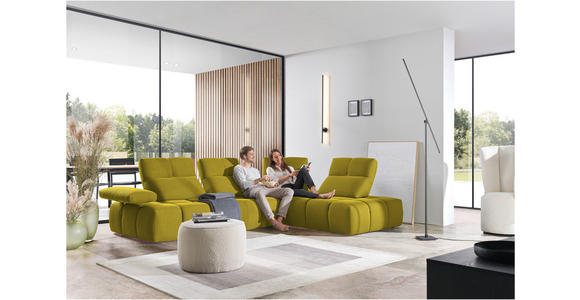 ECKSOFA in Struktur Gelb 313/233 cm - Gelb/Schwarz, Design, Kunststoff/Textil (313/233cm) - Emilio Belluti