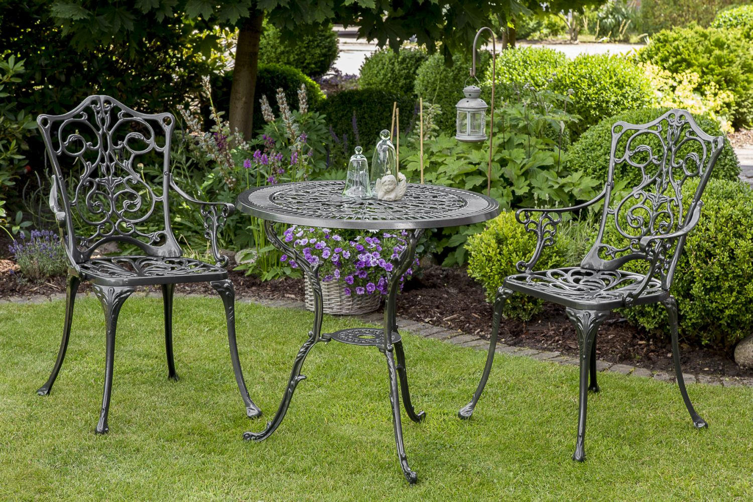 GARTENTISCH 70/70/68 cm Metall Graphitfarben rund  - Graphitfarben, ROMANTIK / LANDHAUS, Metall (70/70/68cm) - Gardenson