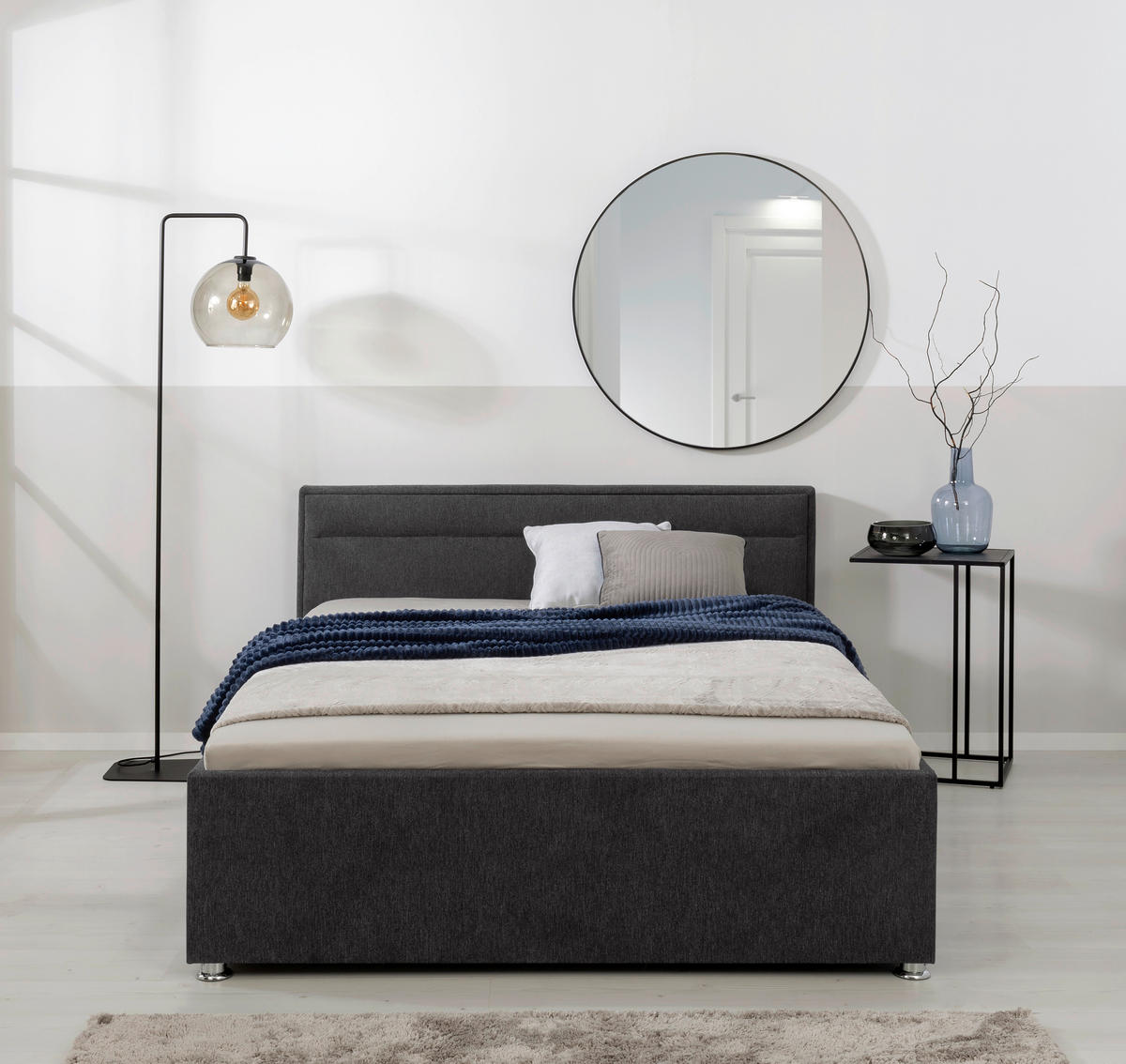 POLSTERBETT 140/200 cm, inkl. Matratze, Lattenrost, Bettkasten,  in Anthrazit  - Anthrazit, MODERN, Holz/Kunststoff (140/200cm) - MID.YOU