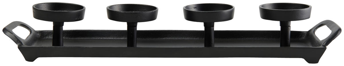 KERZENHALTER - Schwarz, KONVENTIONELL, Metall (50/13/8cm)