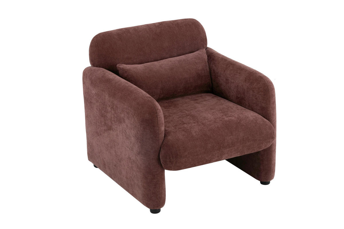 SESSEL in Samt Dunkelrot  - Schwarz/Dunkelrot, Design, Kunststoff/Textil (83/83/76cm) - MID.YOU