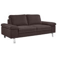 2-SITZER-SOFA in Mikrofaser Dunkelbraun  - Chromfarben/Dunkelbraun, Design, Textil/Metall (194/86/97cm) - Hom`in