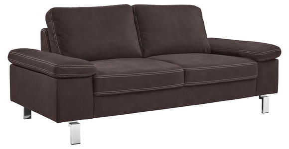 2-SITZER-SOFA in Mikrofaser Dunkelbraun  - Chromfarben/Dunkelbraun, Design, Textil/Metall (194/86/97cm) - Hom`in