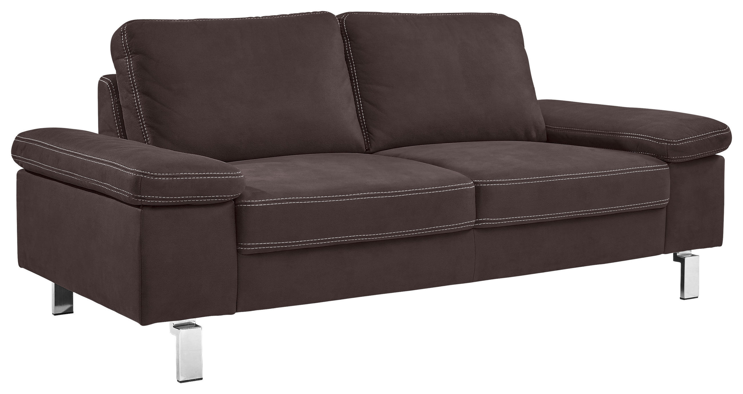 2-SITZER-SOFA Mikrofaser Dunkelbraun  - Chromfarben/Dunkelbraun, Design, Textil/Metall (194/86/97cm) - Hom`in