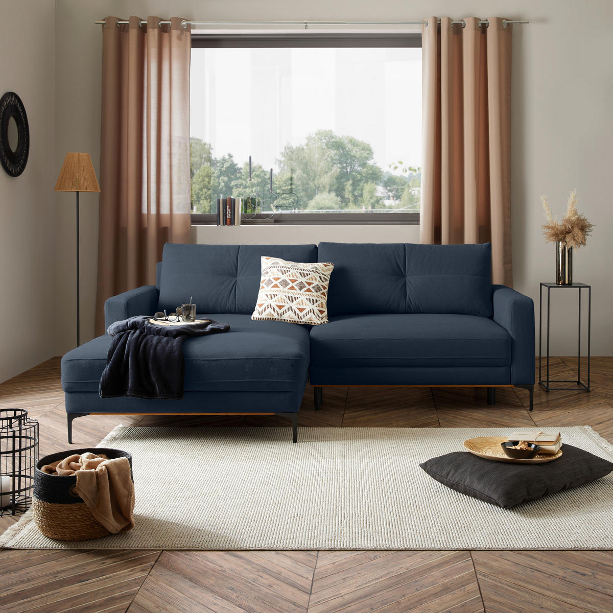 ECKSOFA Royalblau  - Royalblau/Schwarz, MODERN, Textil/Metall (162/238cm) - Ondega