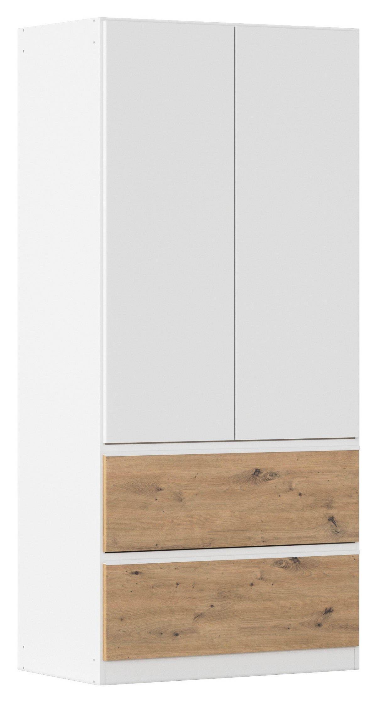 DREHTÜRENSCHRANK 91/197/54 cm,  in Weiß, Eiche Artisan, 2-türig  - Weiß/Eiche Artisan, MODERN, Holzwerkstoff (91/197/54cm) - Rauch Möbel
