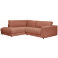 ECKSOFA in Cord Rostfarben  - Rostfarben/Schwarz, Design, Kunststoff/Textil (224/265cm) - Hom`in