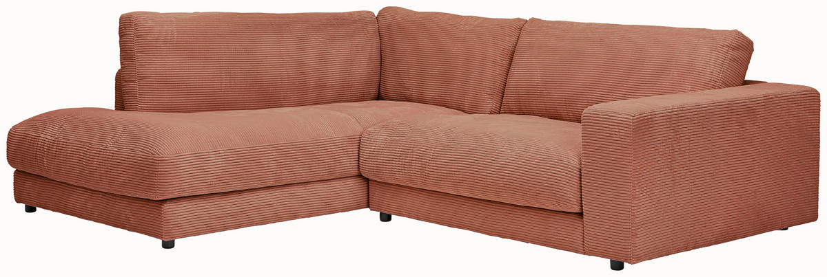 ECKSOFA in Cord Rostfarben  - Rostfarben/Schwarz, Design, Kunststoff/Textil (224/265cm) - Hom`in