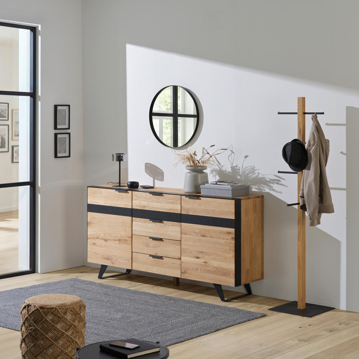 SIDEBOARD 181/80/42 cm  - Wildeiche/Schwarz, KONVENTIONELL, Holz/Holzwerkstoff (181/80/42cm) - Landscape