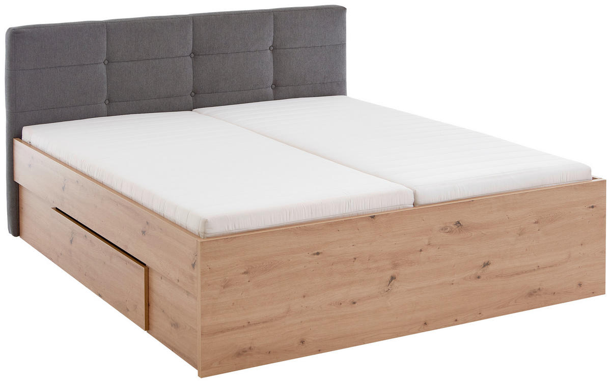 POSTELJA 200 cm   x 140 cm  , leseni material antracit, hrast artisan  - antracit/hrast artisan, Moderno, leseni material (140/200cm) - Xora