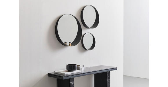 WANDSPIEGEL Schwarz  - Schwarz, Trend, Glas/Metall (40/40/8cm) - Landscape