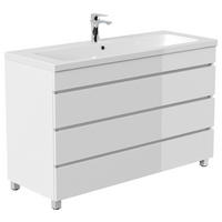 UMIVAL. ENOTA Z UMIVALNIKOM  - bela/visoki sijaj, Basics, kamen/kovina (120cm) - MID.YOU