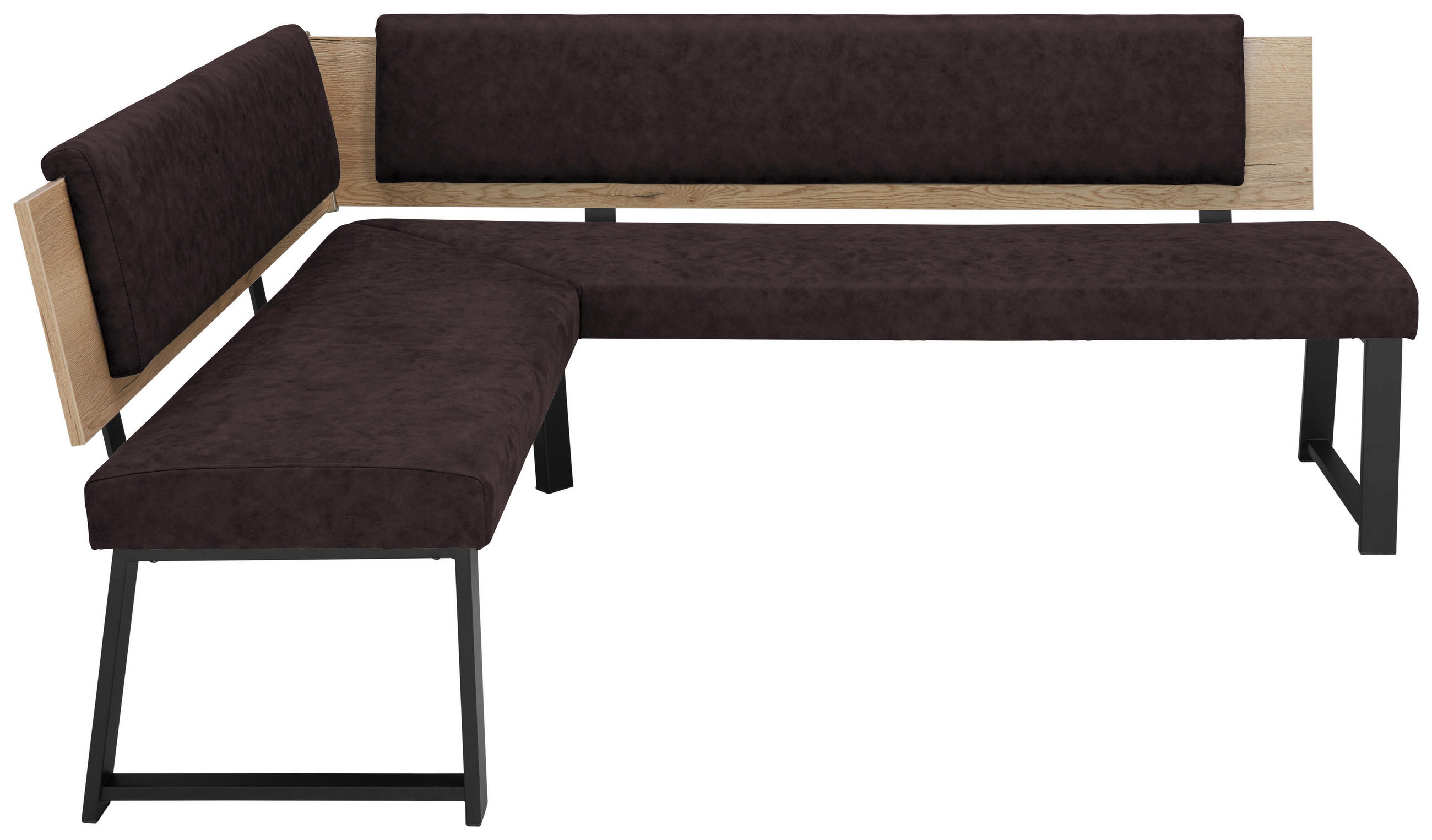 ECKBANK Metall, Textil, Holzwerkstoff Dunkelbraun  - Dunkelbraun/Schwarz, Modern, Holzwerkstoff/Textil (190/220cm) - Venda