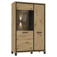 HIGHBOARD  in 101.4/161/41.5 cm  - Eichefarben/Schwarz, Basics, Glas/Holzwerkstoff (101.4/161/41.5cm) - Livetastic