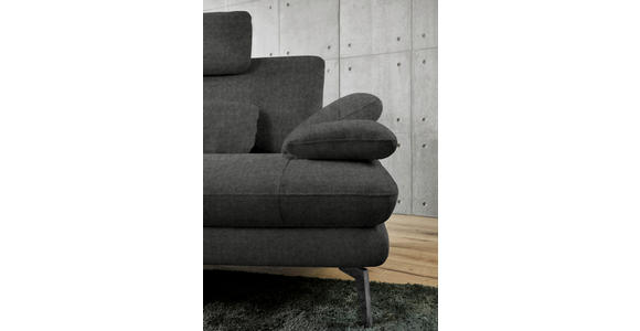 ECKSOFA in Velours Dunkelgrau 184/284 cm - Dunkelgrau/Schwarz, Design, Textil/Metall (184/284cm) - Dieter Knoll