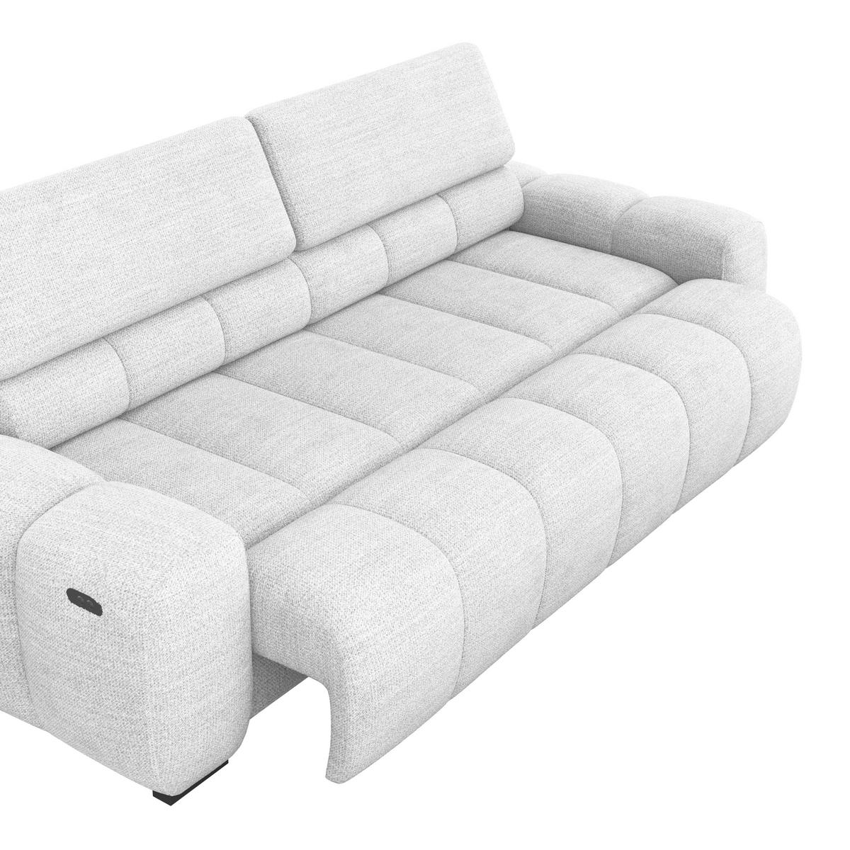 BIGSOFA inkl. mot. Funktion Webstoff Grauweiß  - Grauweiß/Schwarz, Design, Kunststoff/Textil (248/77-97/108cm) - Welnova