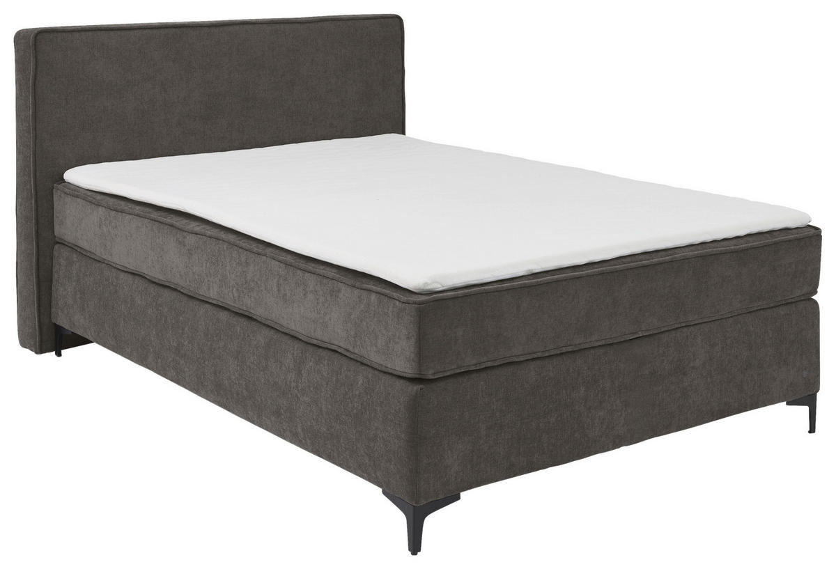 BOXSPRINGBETT 120/200 cm,  in Grau, Matratze, Topper, H3 = fest  - Schwarz/Grau, Design, Textil/Metall (120/200cm) - Tom Tailor