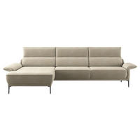ECKSOFA Bouclé Beige  - Beige/Schwarz, Modern, Textil/Metall (186/330cm) - Johann Jakob