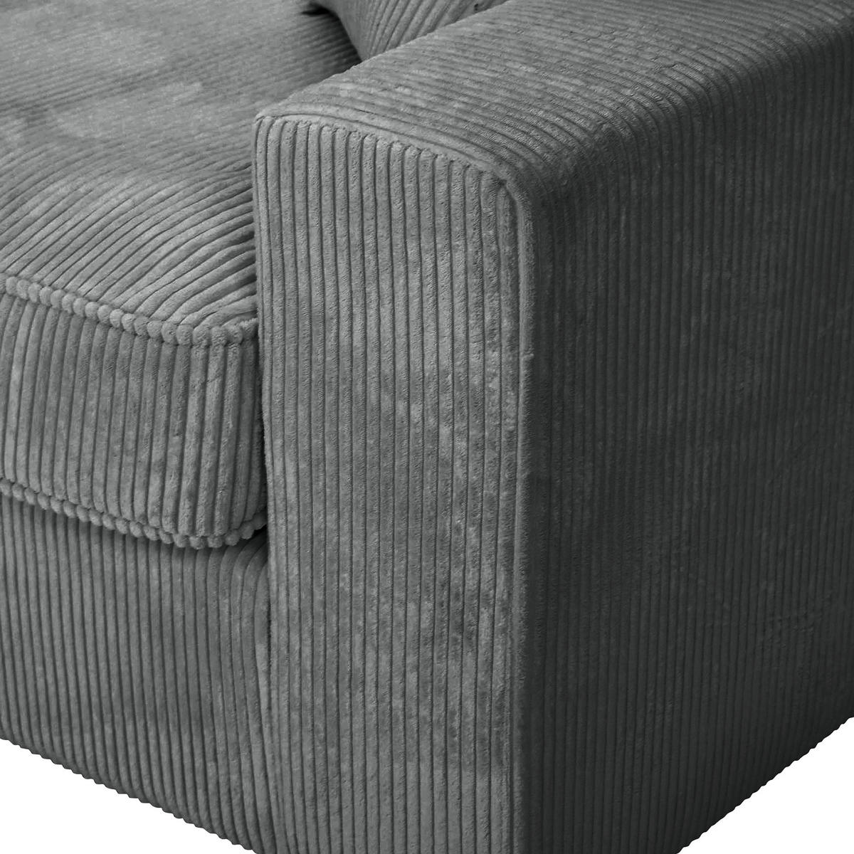 ECKSOFA Dunkelgrau Cord Zierkissen, Rückenkissen, Rücken echt  - Dunkelgrau/Schwarz, MODERN, Kunststoff/Textil (228/307cm) - Carryhome