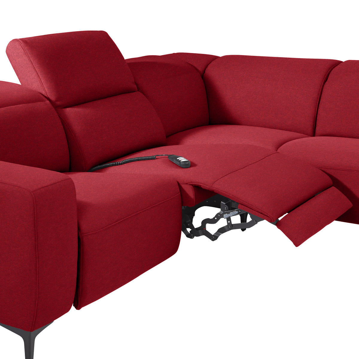 ECKSOFA Rot Flachgewebe  - Rot/Schwarz, Design, Textil/Metall (290/238cm) - Pure Home Lifestyle