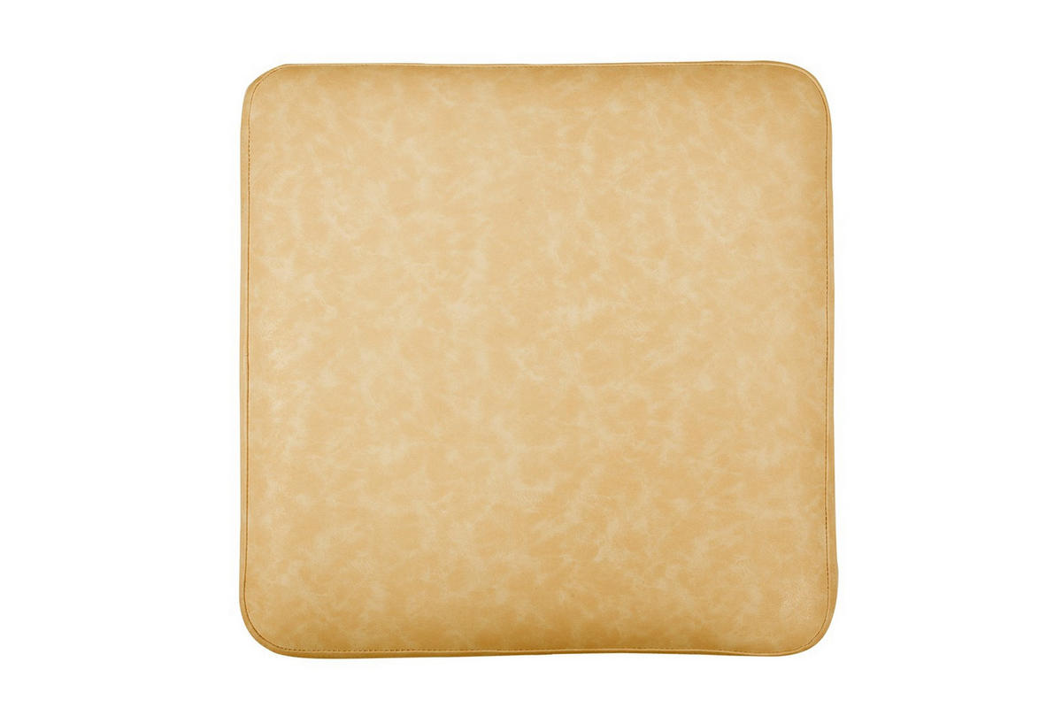 HOCKER Lederlook Gelb  - Gelb/Silberfarben, Design, Textil/Metall (42/43/42cm) - Kayoom