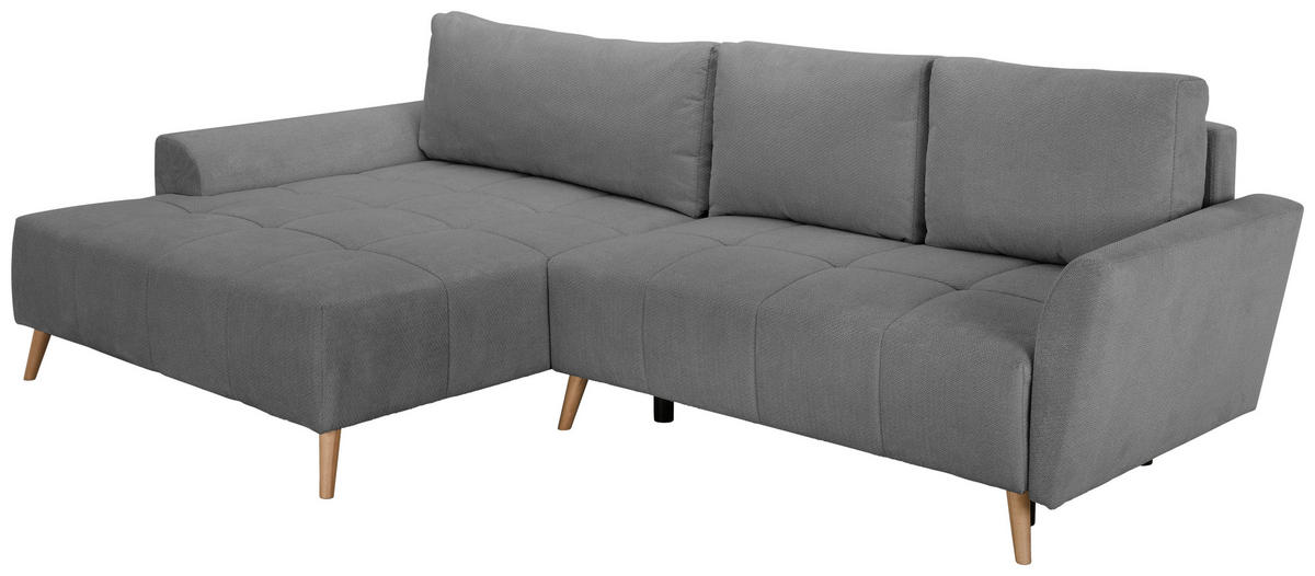 ECKSOFA Grau Webstoff  - Buchefarben/Grau, KONVENTIONELL, Holz/Textil (169/294cm) - Carryhome