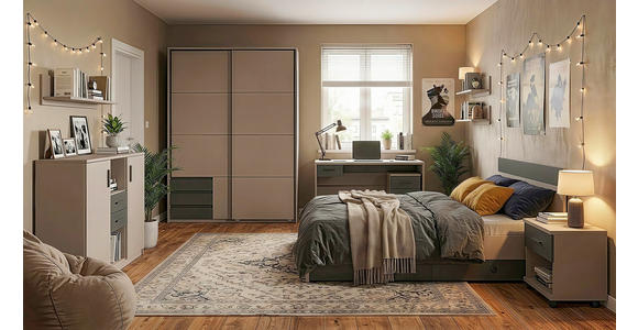 BETT 140/200 cm  in Graphitfarben, Grau, Sahara  - Graphitfarben/Grau, Design, Holzwerkstoff (140/200cm) - Carryhome