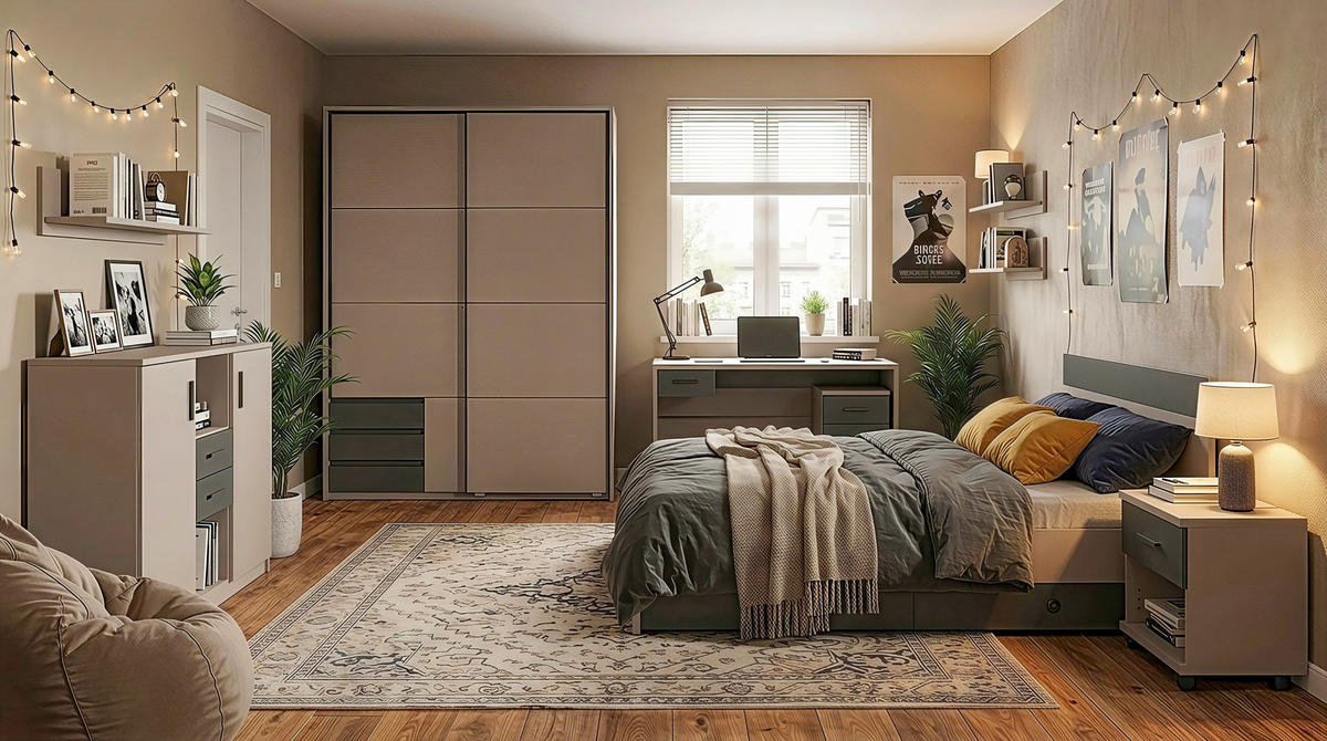 BETT 140/200 cm  in Graphitfarben, Grau, Sahara  - Graphitfarben/Grau, Design, Holzwerkstoff (140/200cm) - Carryhome