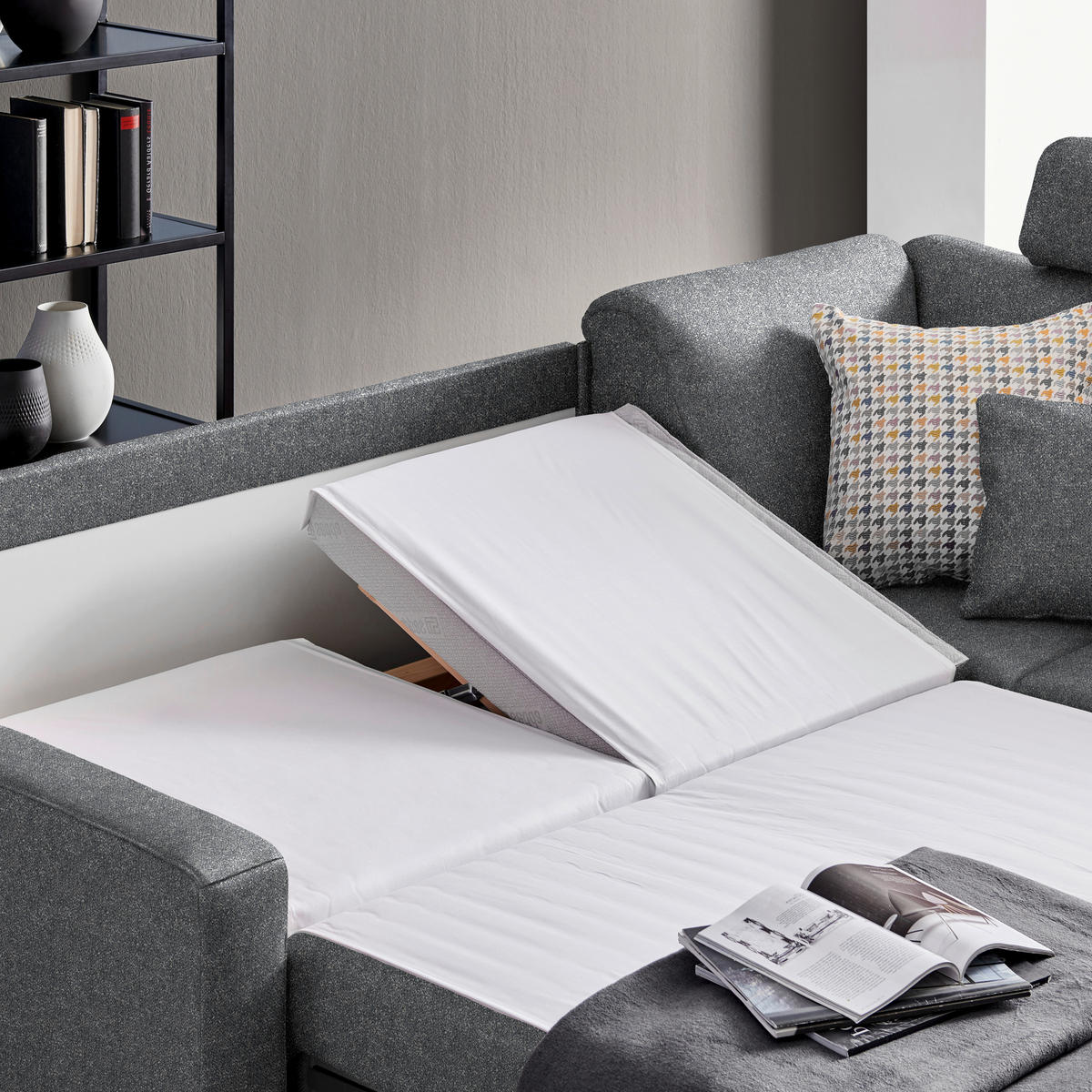 ECKSOFA  in Mikrovelours Grau  227/208 cm  - Alufarben/Grau, KONVENTIONELL, Textil/Metall (227/208cm) - Sedda