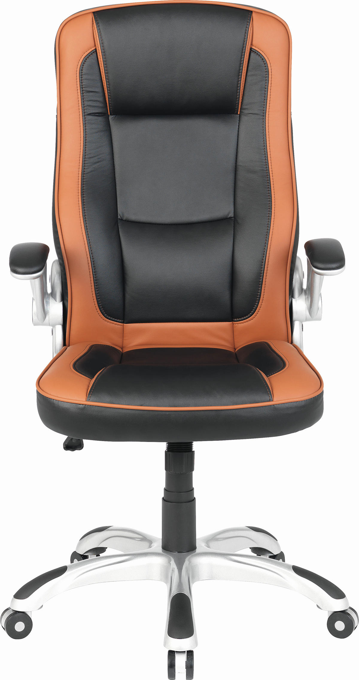 Scaun Directorial, imitație piele, maro, negru, argintiu - maro/argintiu, Konventionell, plastic/textil (64/113-123/64cm) - Xora