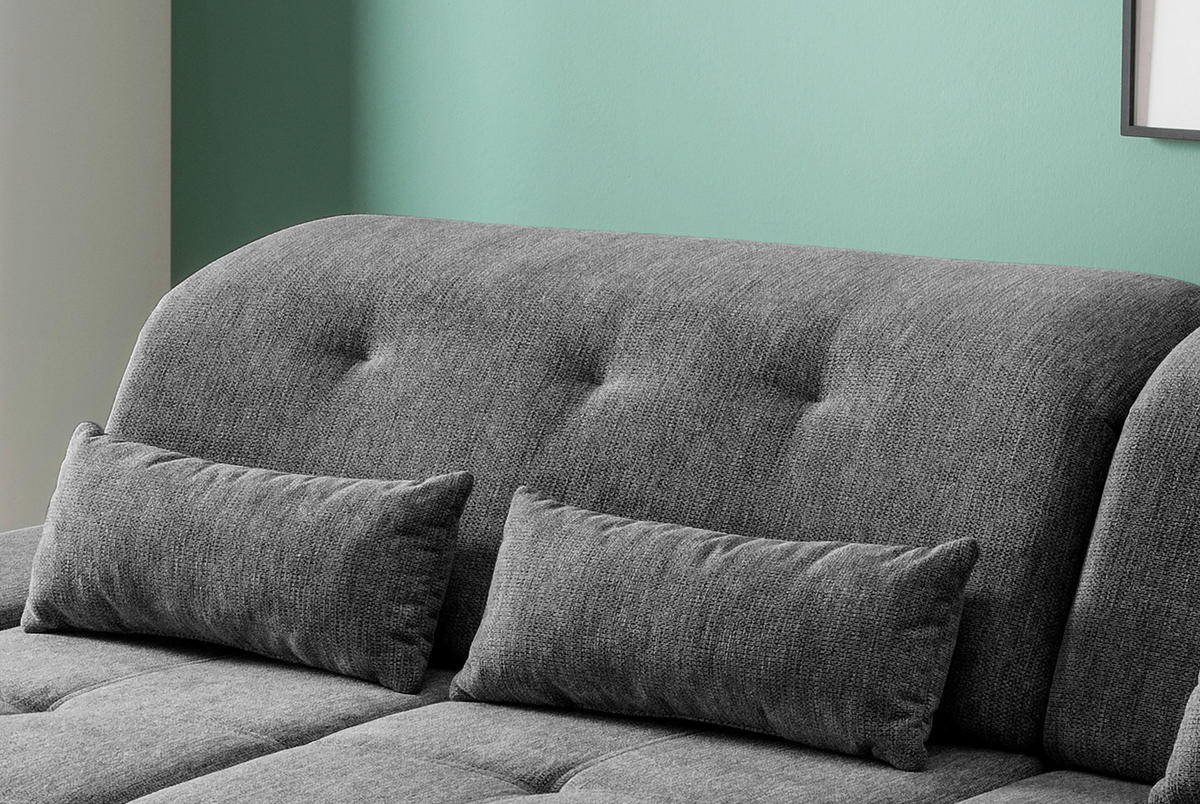 ECKSOFA in Chenille Anthrazit  - Chromfarben/Anthrazit, Design, Textil/Metall (280/254cm) - Livetastic