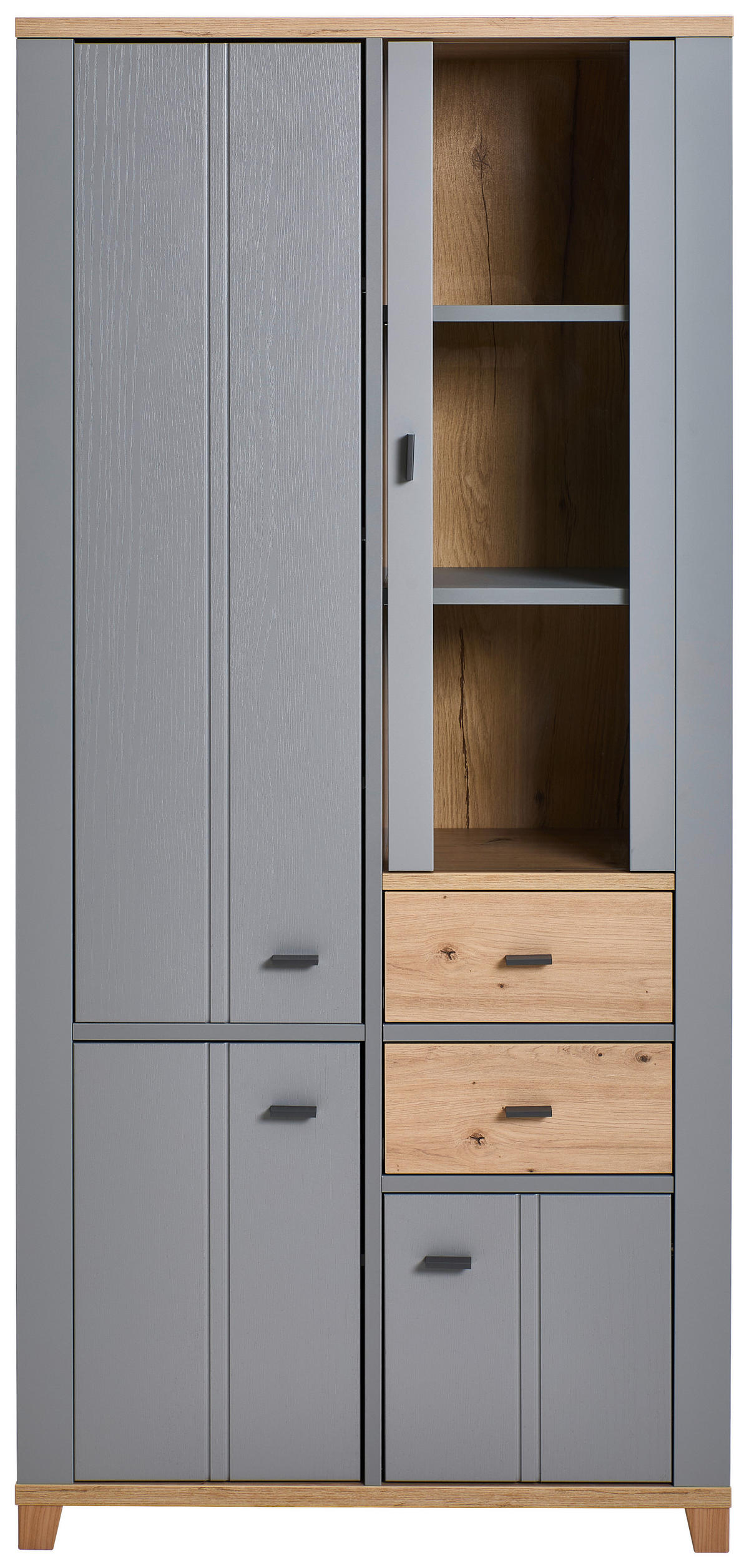 VITRINE in Grau, Eiche Artisan  - Graphitfarben/Eiche Artisan, KONVENTIONELL, Glas/Holzwerkstoff (95/203/40cm) - Hom`in