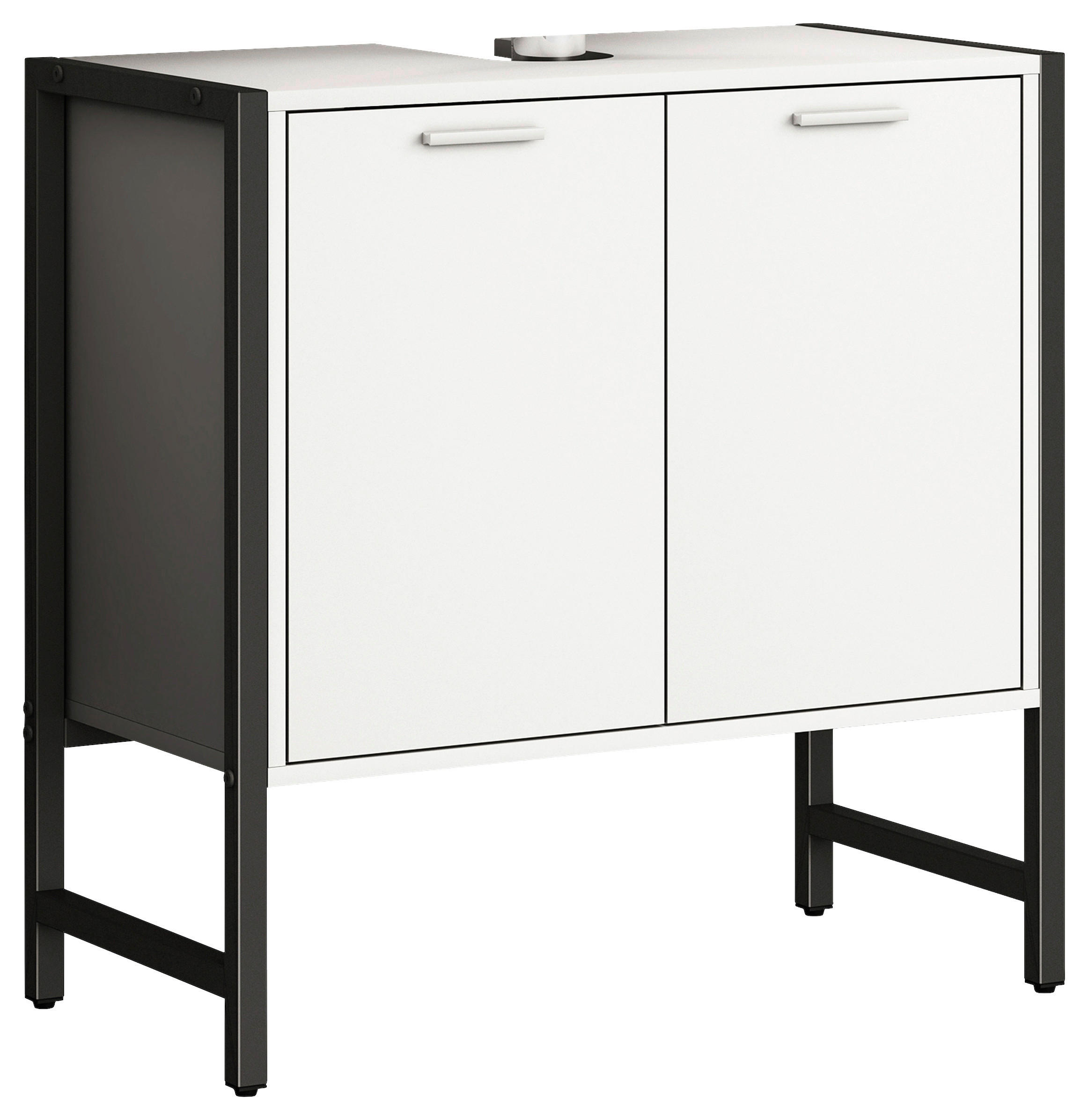 WASCHBECKENUNTERSCHRANK 60/60/30 cm  - Silberfarben/Schwarz, MODERN, Holzwerkstoff/Metall (60/60/30cm) - MID.YOU