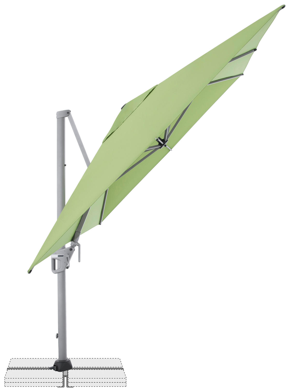 AMPELSCHIRM 350x260 cm Hellgrün  - Silberfarben/Hellgrün, Basics, Textil/Metall (350/260cm) - Doppler