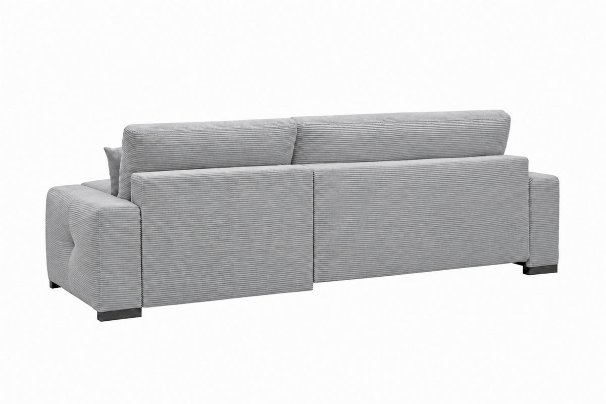 ECKSOFA Hellgrau Cord Zierkissen, Rückenkissen, Bettkasten, Topper  - Hellgrau/Schwarz, Basics, Holz/Textil (284/184cm) - MID.YOU
