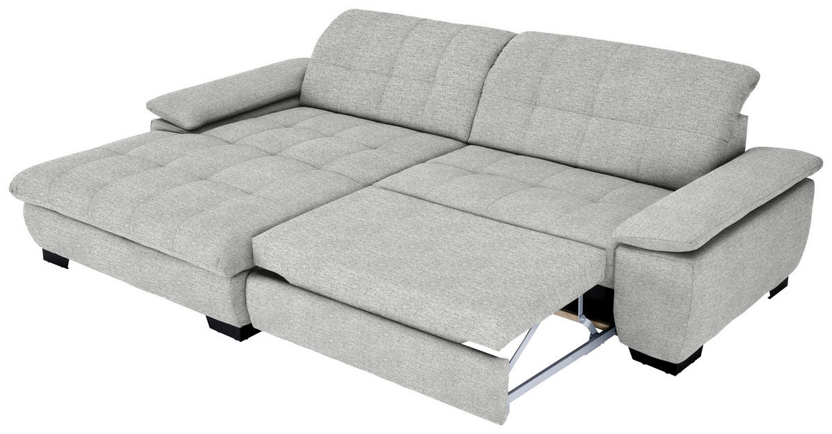 ECKSOFA  in Webstoff Platinfarben  180/265 cm  - Platinfarben/Schwarz, Design, Textil/Metall (180/265cm) - Carryhome