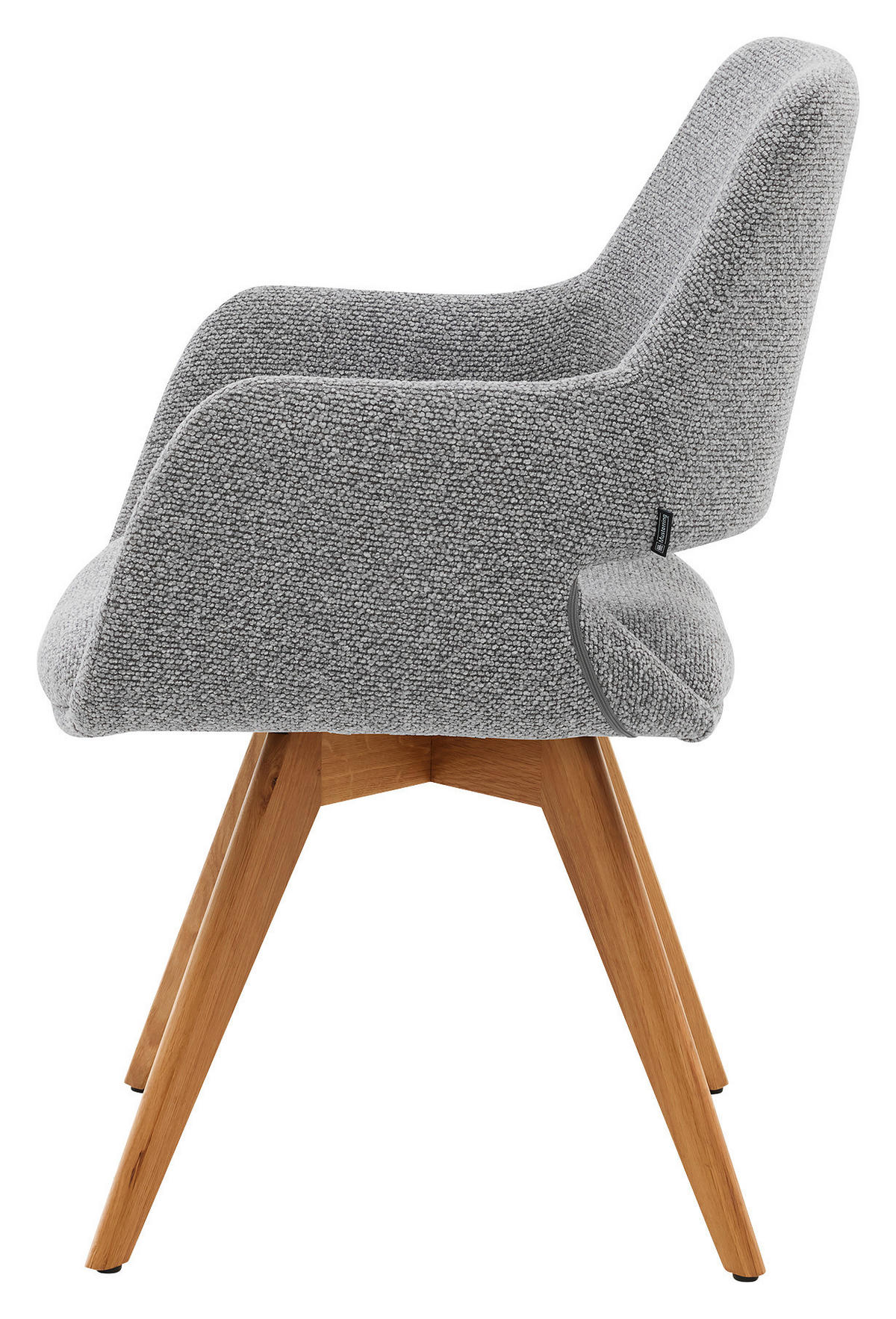 ARMLEHNSTUHL , Sitzfläche 180° drehbar, automatische Rückholfunktion , Bouclé  - Grau, Design, Holz/Textil (62/83/62cm) - Musterring