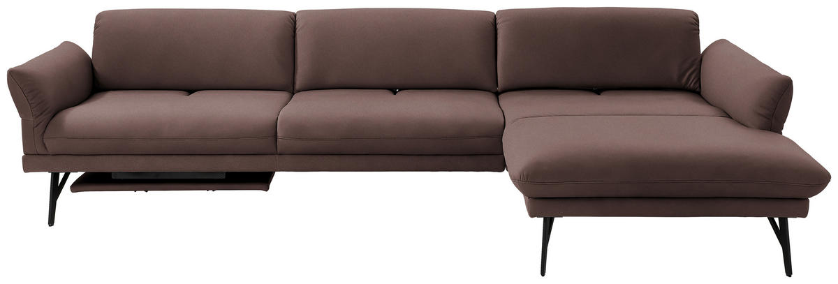 ECKSOFA Posh in Echtleder Braun  308/173 cm  - Anthrazit/Braun, Design, Leder/Metall (308/173cm) - Joop!