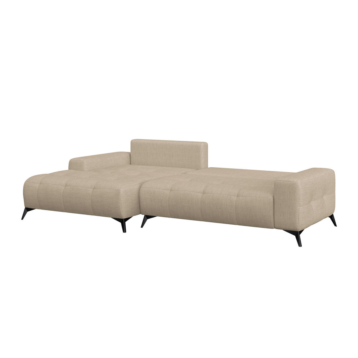 ECKSOFA MAURO Beige Flachgewebe  - Beige/Schwarz, Trend, Textil/Metall (175/290cm) - MID.YOU