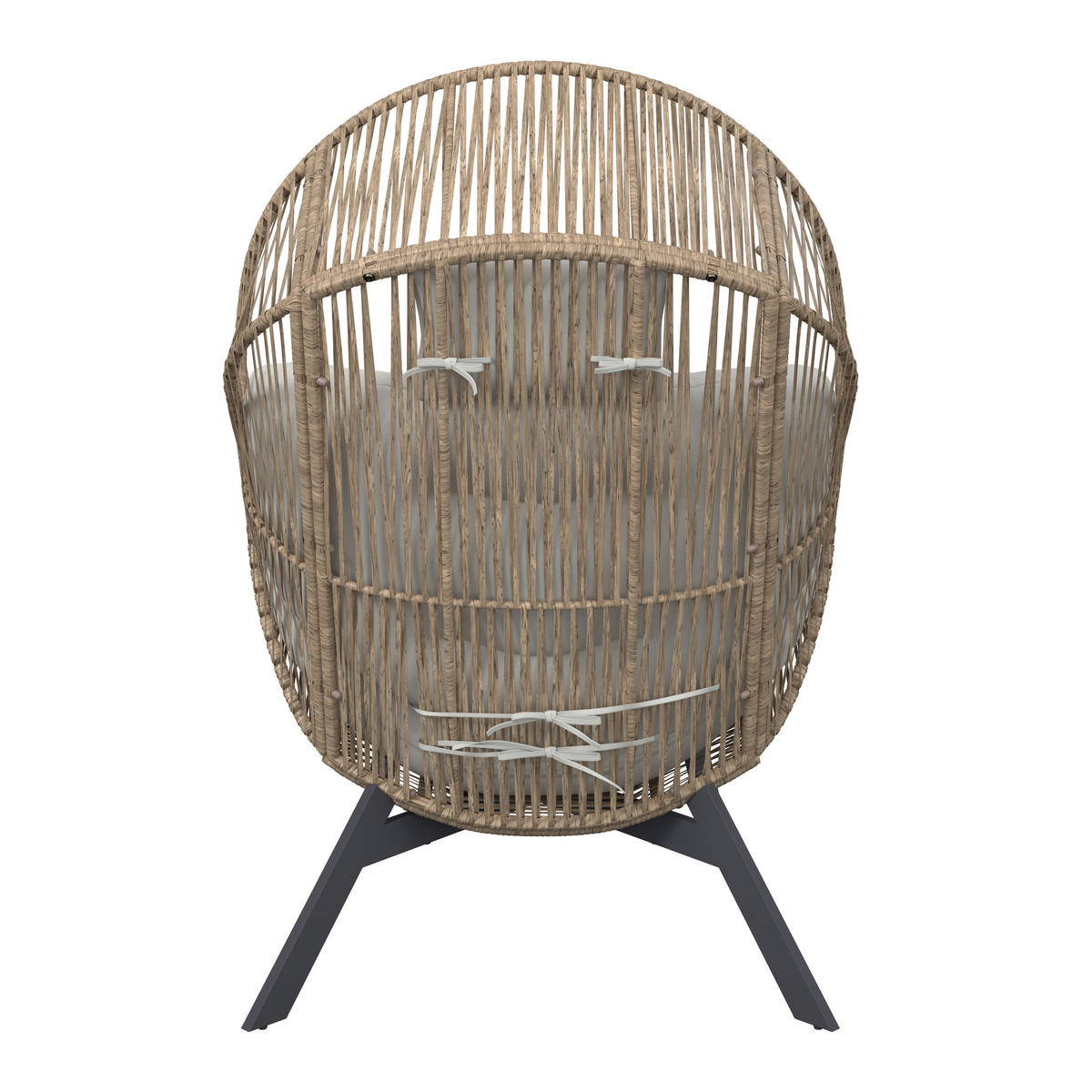 LOUNGESESSEL Naturfarben, Schwarz, Beige Stahl  - Beige/Schwarz, Design, Kunststoff/Textil (101/140/96cm) - Ambia Garden