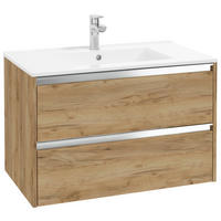 WASCHTISCHKOMBI 80 cm  - Edelstahlfarben/Eichefarben, MODERN, Keramik/Holzwerkstoff (80cm) - MID.YOU
