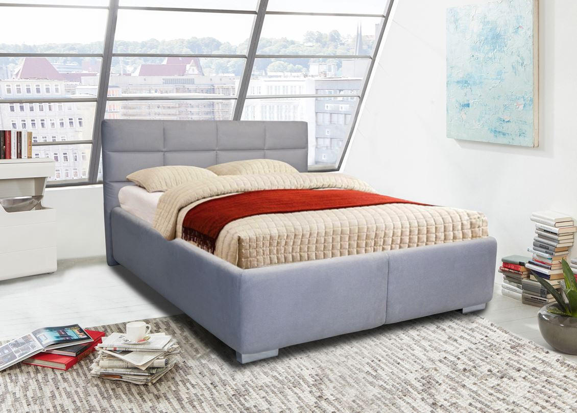 PAT TAPIȚAT 160x200 cm  in  - culoare crom, Modern, plastic/textil - Cantus