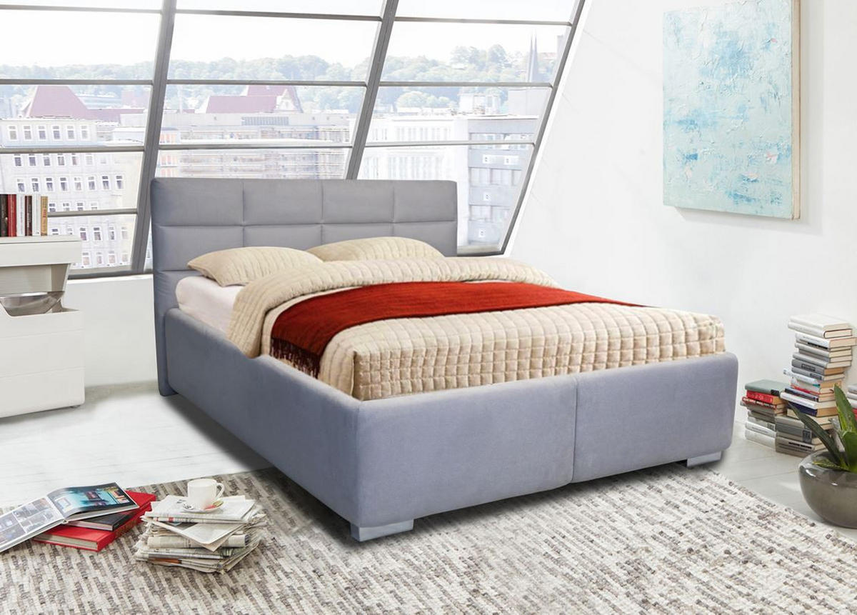 PAT TAPIȚAT 160x200 cm  in  - culoare crom, Modern, plastic/textil - Cantus
