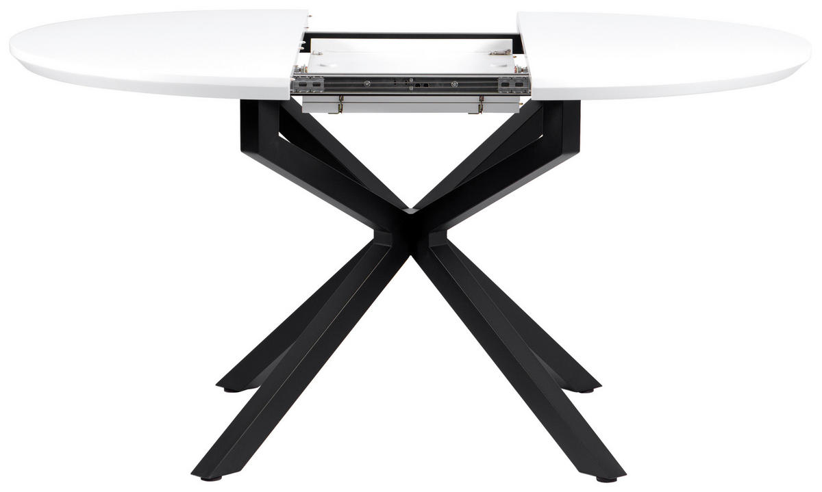 ESSTISCH 108/148/108/76 cm Nachbildung  Metall, Holzwerkstoff ausziehbar oval Schwarz, Weiß  - Schwarz/Weiß, MODERN, Holzwerkstoff/Metall (108/148/108/76cm) - Livetastic